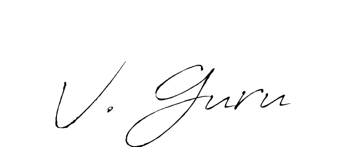 V. Guru stylish signature style. Best Handwritten Sign (Antro_Vectra) for my name. Handwritten Signature Collection Ideas for my name V. Guru. V. Guru signature style 6 images and pictures png