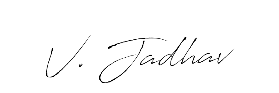 V. Jadhav stylish signature style. Best Handwritten Sign (Antro_Vectra) for my name. Handwritten Signature Collection Ideas for my name V. Jadhav. V. Jadhav signature style 6 images and pictures png