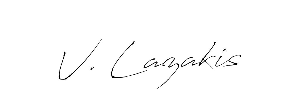 Make a beautiful signature design for name V. Lazakis. With this signature (Antro_Vectra) style, you can create a handwritten signature for free. V. Lazakis signature style 6 images and pictures png