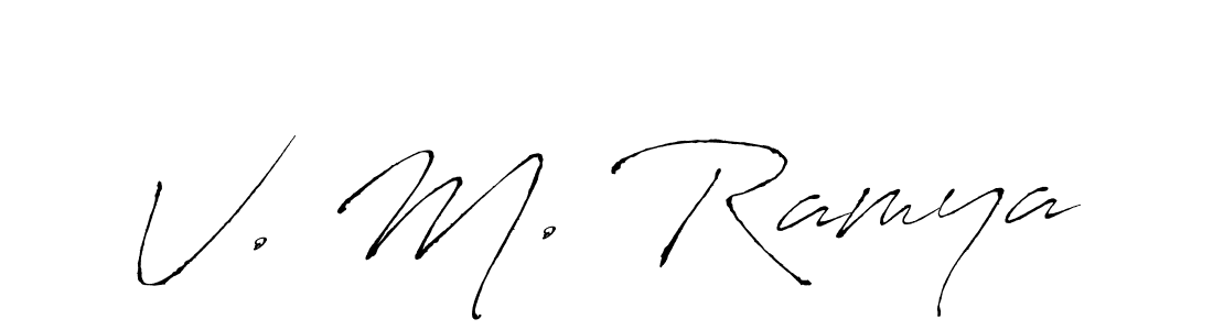 How to make V. M. Ramya name signature. Use Antro_Vectra style for creating short signs online. This is the latest handwritten sign. V. M. Ramya signature style 6 images and pictures png