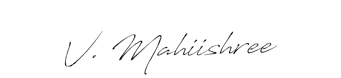 Create a beautiful signature design for name V. Mahiishree. With this signature (Antro_Vectra) fonts, you can make a handwritten signature for free. V. Mahiishree signature style 6 images and pictures png