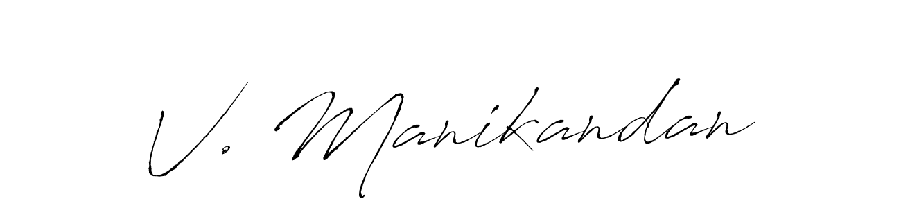 Antro_Vectra is a professional signature style that is perfect for those who want to add a touch of class to their signature. It is also a great choice for those who want to make their signature more unique. Get V. Manikandan name to fancy signature for free. V. Manikandan signature style 6 images and pictures png