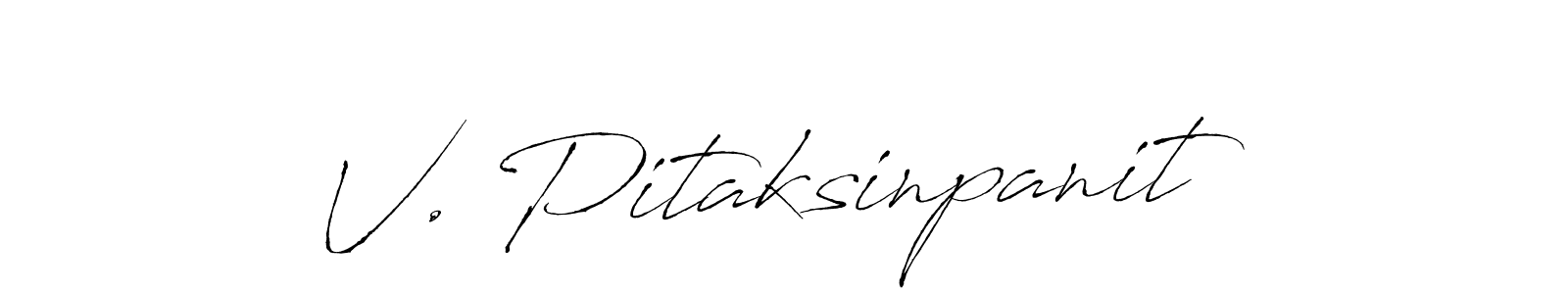 Make a beautiful signature design for name V. Pitaksinpanit. With this signature (Antro_Vectra) style, you can create a handwritten signature for free. V. Pitaksinpanit signature style 6 images and pictures png