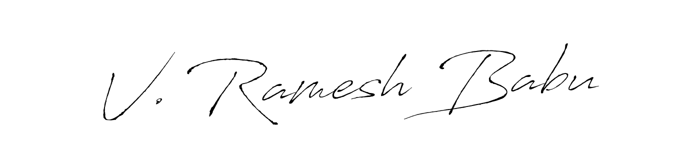 V. Ramesh Babu stylish signature style. Best Handwritten Sign (Antro_Vectra) for my name. Handwritten Signature Collection Ideas for my name V. Ramesh Babu. V. Ramesh Babu signature style 6 images and pictures png