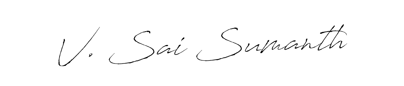 if you are searching for the best signature style for your name V. Sai Sumanth. so please give up your signature search. here we have designed multiple signature styles  using Antro_Vectra. V. Sai Sumanth signature style 6 images and pictures png