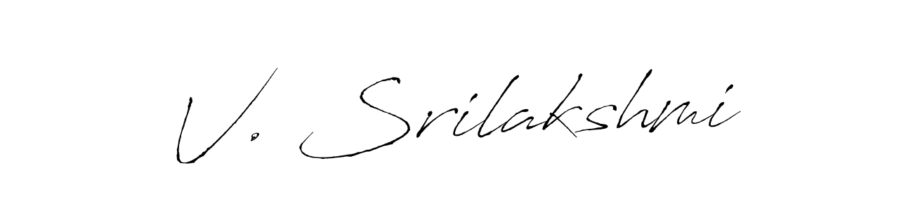 The best way (Antro_Vectra) to make a short signature is to pick only two or three words in your name. The name V. Srilakshmi include a total of six letters. For converting this name. V. Srilakshmi signature style 6 images and pictures png