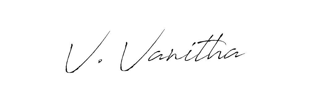 How to make V. Vanitha name signature. Use Antro_Vectra style for creating short signs online. This is the latest handwritten sign. V. Vanitha signature style 6 images and pictures png