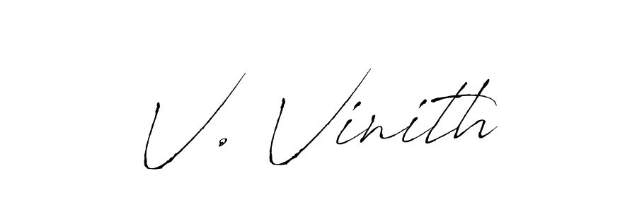 Make a beautiful signature design for name V. Vinith. With this signature (Antro_Vectra) style, you can create a handwritten signature for free. V. Vinith signature style 6 images and pictures png