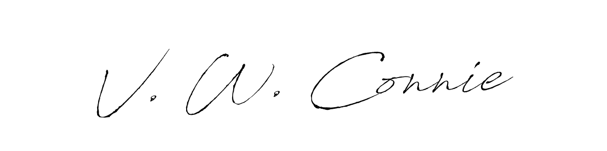 This is the best signature style for the V. W. Connie name. Also you like these signature font (Antro_Vectra). Mix name signature. V. W. Connie signature style 6 images and pictures png