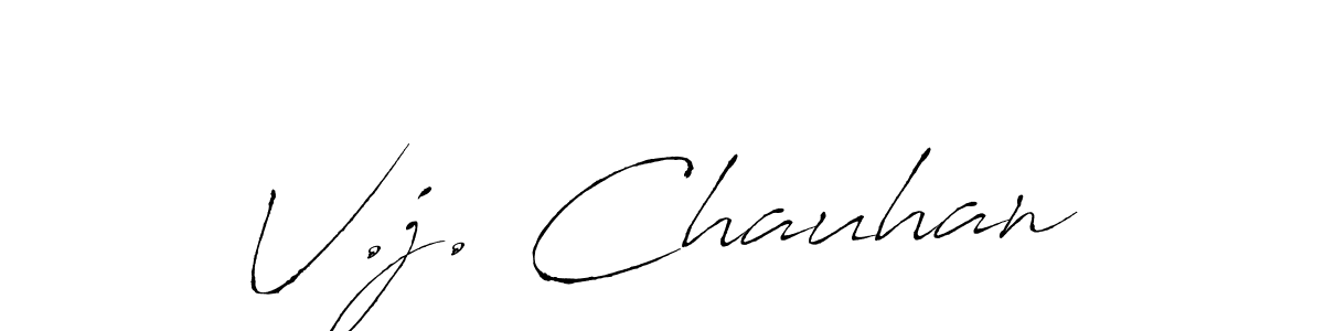 How to make V.j. Chauhan name signature. Use Antro_Vectra style for creating short signs online. This is the latest handwritten sign. V.j. Chauhan signature style 6 images and pictures png