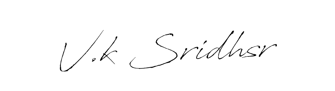 The best way (Antro_Vectra) to make a short signature is to pick only two or three words in your name. The name V.k Sridhsr include a total of six letters. For converting this name. V.k Sridhsr signature style 6 images and pictures png