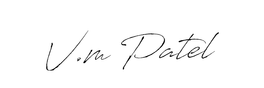 V.m Patel stylish signature style. Best Handwritten Sign (Antro_Vectra) for my name. Handwritten Signature Collection Ideas for my name V.m Patel. V.m Patel signature style 6 images and pictures png