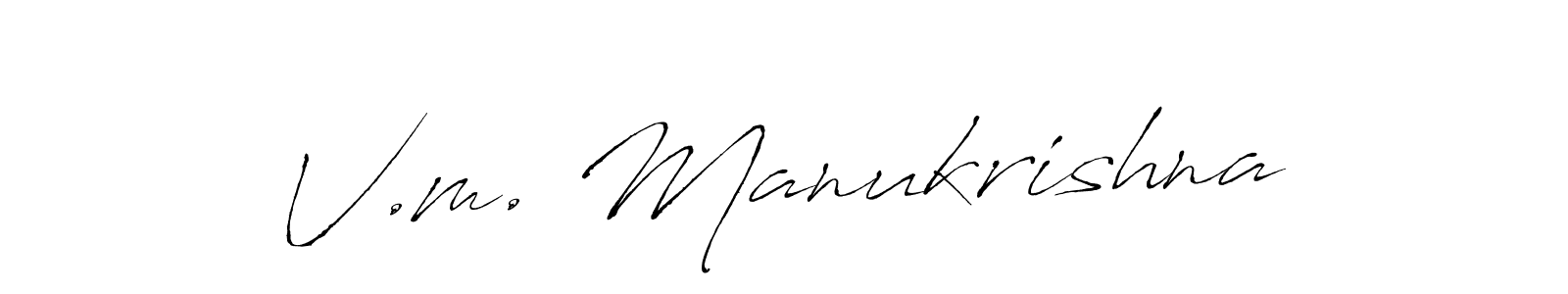 Similarly Antro_Vectra is the best handwritten signature design. Signature creator online .You can use it as an online autograph creator for name V.m. Manukrishna. V.m. Manukrishna signature style 6 images and pictures png