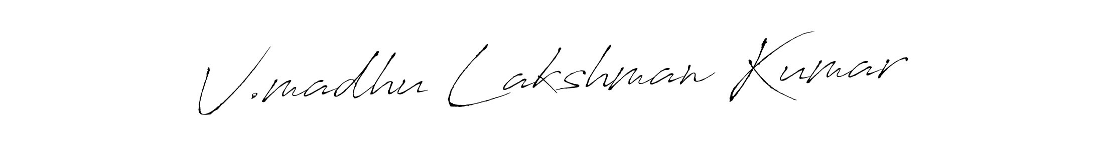 How to make V.madhu Lakshman Kumar signature? Antro_Vectra is a professional autograph style. Create handwritten signature for V.madhu Lakshman Kumar name. V.madhu Lakshman Kumar signature style 6 images and pictures png