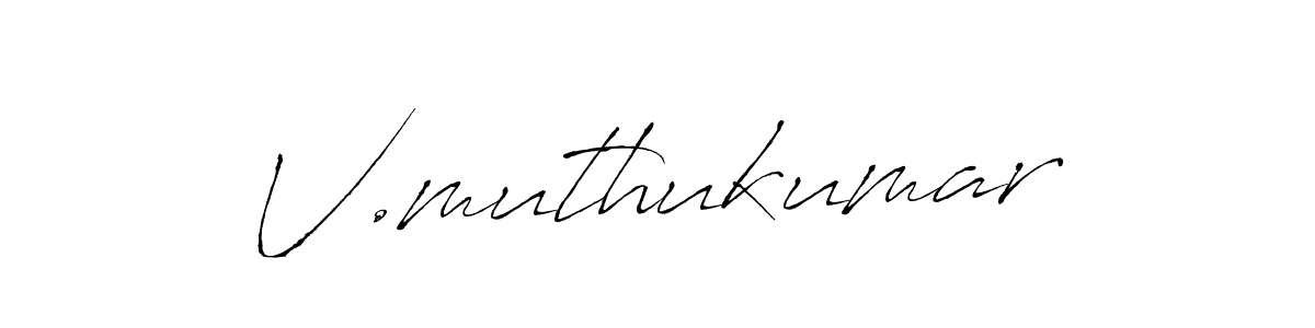 The best way (Antro_Vectra) to make a short signature is to pick only two or three words in your name. The name V.muthukumar include a total of six letters. For converting this name. V.muthukumar signature style 6 images and pictures png