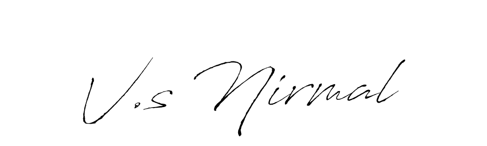 Also You can easily find your signature by using the search form. We will create V.s Nirmal name handwritten signature images for you free of cost using Antro_Vectra sign style. V.s Nirmal signature style 6 images and pictures png