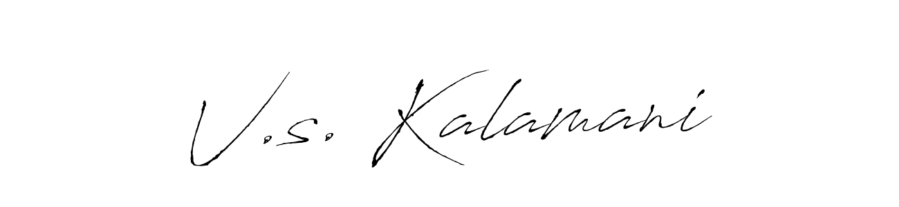 The best way (Antro_Vectra) to make a short signature is to pick only two or three words in your name. The name V.s. Kalamani include a total of six letters. For converting this name. V.s. Kalamani signature style 6 images and pictures png