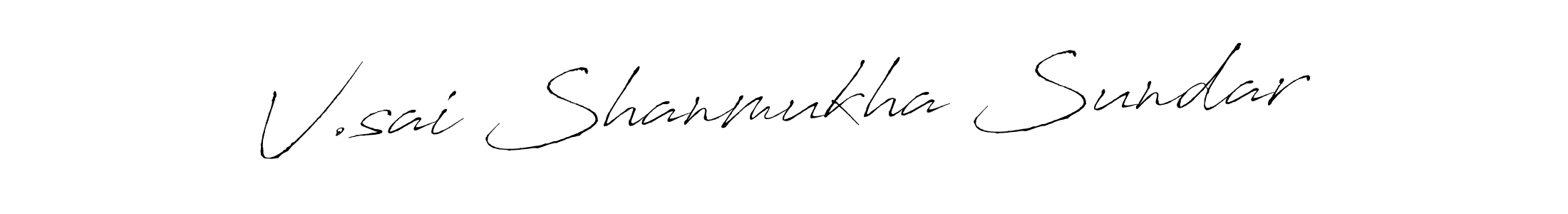 How to make V.sai Shanmukha Sundar name signature. Use Antro_Vectra style for creating short signs online. This is the latest handwritten sign. V.sai Shanmukha Sundar signature style 6 images and pictures png