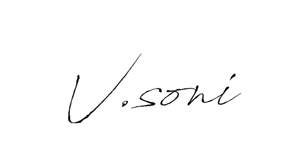 if you are searching for the best signature style for your name V.soni. so please give up your signature search. here we have designed multiple signature styles  using Antro_Vectra. V.soni signature style 6 images and pictures png