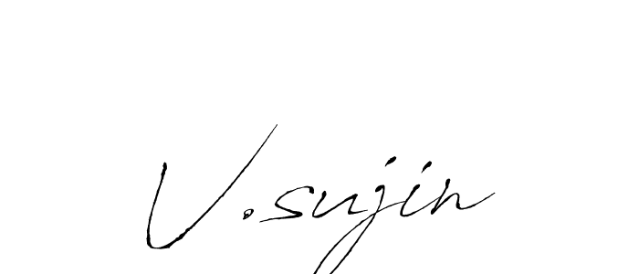 Use a signature maker to create a handwritten signature online. With this signature software, you can design (Antro_Vectra) your own signature for name V.sujin. V.sujin signature style 6 images and pictures png