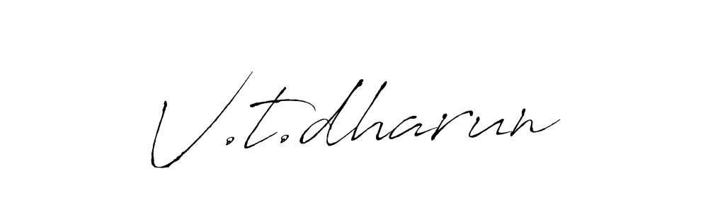 The best way (Antro_Vectra) to make a short signature is to pick only two or three words in your name. The name V.t.dharun include a total of six letters. For converting this name. V.t.dharun signature style 6 images and pictures png