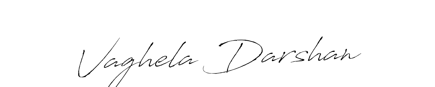 How to make Vaghela Darshan name signature. Use Antro_Vectra style for creating short signs online. This is the latest handwritten sign. Vaghela Darshan signature style 6 images and pictures png