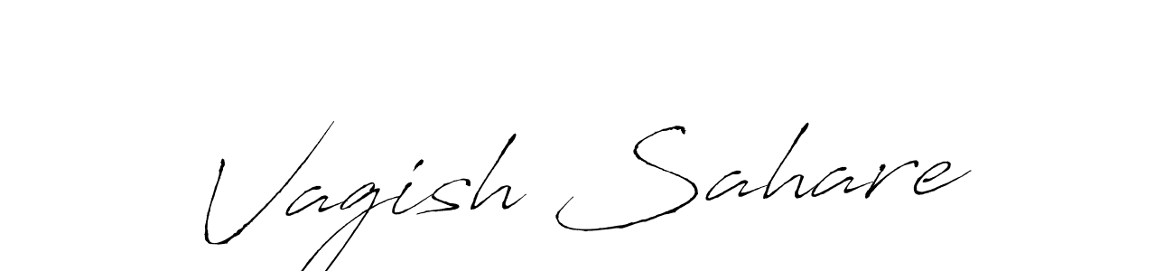 How to make Vagish Sahare name signature. Use Antro_Vectra style for creating short signs online. This is the latest handwritten sign. Vagish Sahare signature style 6 images and pictures png