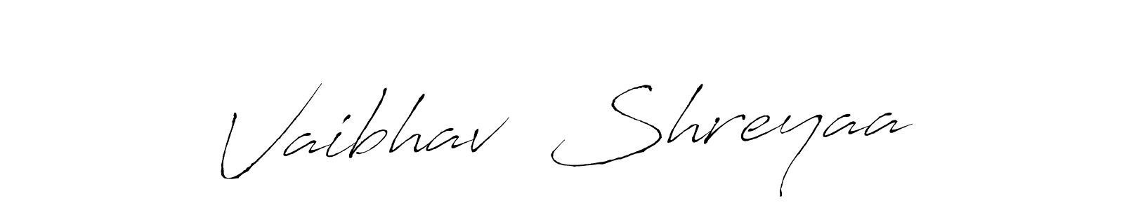 The best way (Antro_Vectra) to make a short signature is to pick only two or three words in your name. The name Vaibhav  Shreyaa include a total of six letters. For converting this name. Vaibhav  Shreyaa signature style 6 images and pictures png