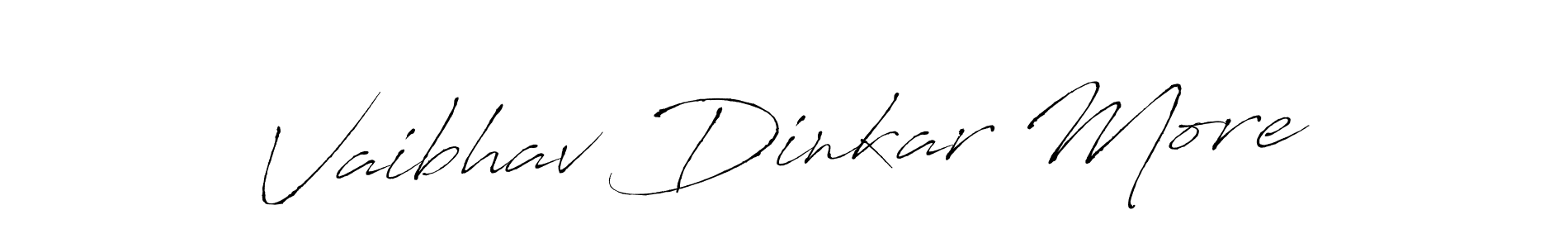 How to make Vaibhav Dinkar More name signature. Use Antro_Vectra style for creating short signs online. This is the latest handwritten sign. Vaibhav Dinkar More signature style 6 images and pictures png