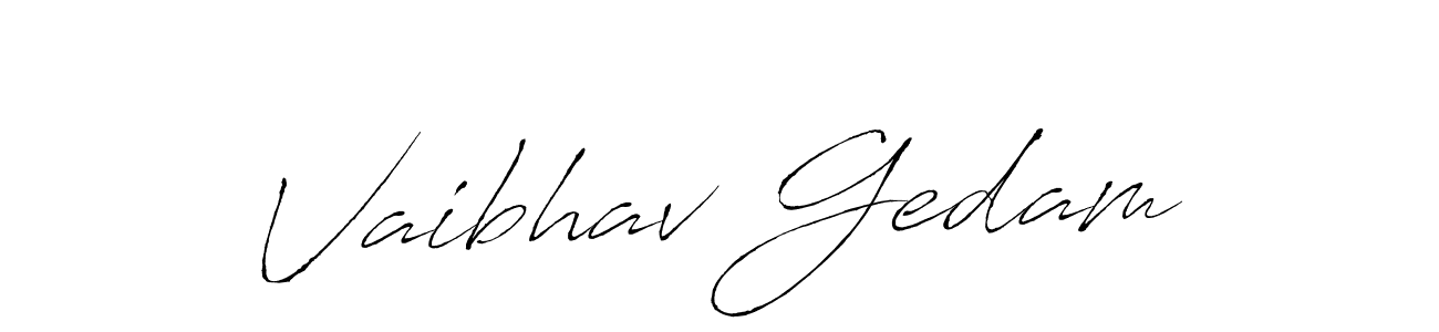 How to make Vaibhav Gedam name signature. Use Antro_Vectra style for creating short signs online. This is the latest handwritten sign. Vaibhav Gedam signature style 6 images and pictures png