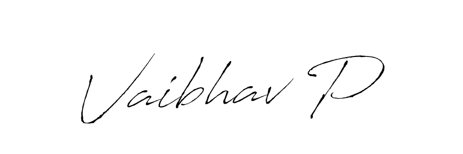 Vaibhav P stylish signature style. Best Handwritten Sign (Antro_Vectra) for my name. Handwritten Signature Collection Ideas for my name Vaibhav P. Vaibhav P signature style 6 images and pictures png