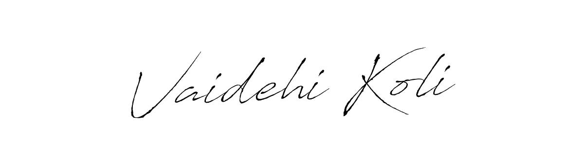 You should practise on your own different ways (Antro_Vectra) to write your name (Vaidehi Koli) in signature. don't let someone else do it for you. Vaidehi Koli signature style 6 images and pictures png