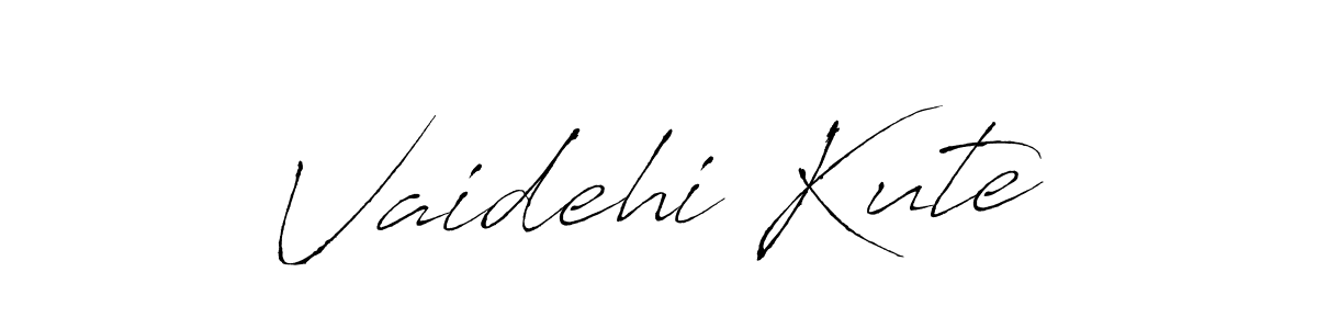 How to make Vaidehi Kute name signature. Use Antro_Vectra style for creating short signs online. This is the latest handwritten sign. Vaidehi Kute signature style 6 images and pictures png