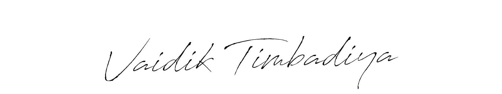 Make a beautiful signature design for name Vaidik Timbadiya. With this signature (Antro_Vectra) style, you can create a handwritten signature for free. Vaidik Timbadiya signature style 6 images and pictures png