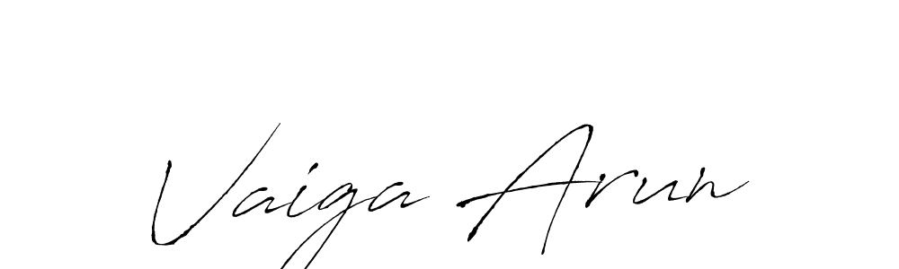The best way (Antro_Vectra) to make a short signature is to pick only two or three words in your name. The name Vaiga Arun include a total of six letters. For converting this name. Vaiga Arun signature style 6 images and pictures png