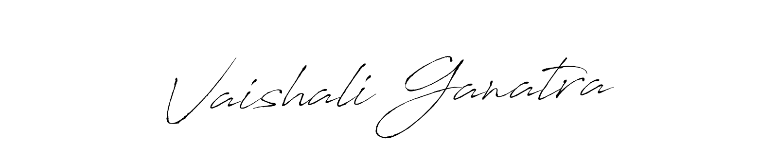 How to make Vaishali Ganatra signature? Antro_Vectra is a professional autograph style. Create handwritten signature for Vaishali Ganatra name. Vaishali Ganatra signature style 6 images and pictures png