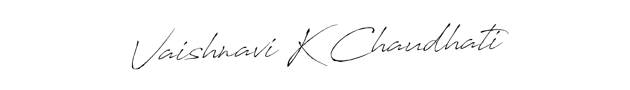 Make a beautiful signature design for name Vaishnavi K Chaudhati. With this signature (Antro_Vectra) style, you can create a handwritten signature for free. Vaishnavi K Chaudhati signature style 6 images and pictures png