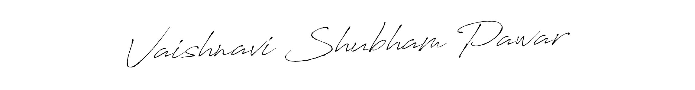 The best way (Antro_Vectra) to make a short signature is to pick only two or three words in your name. The name Vaishnavi Shubham Pawar include a total of six letters. For converting this name. Vaishnavi Shubham Pawar signature style 6 images and pictures png