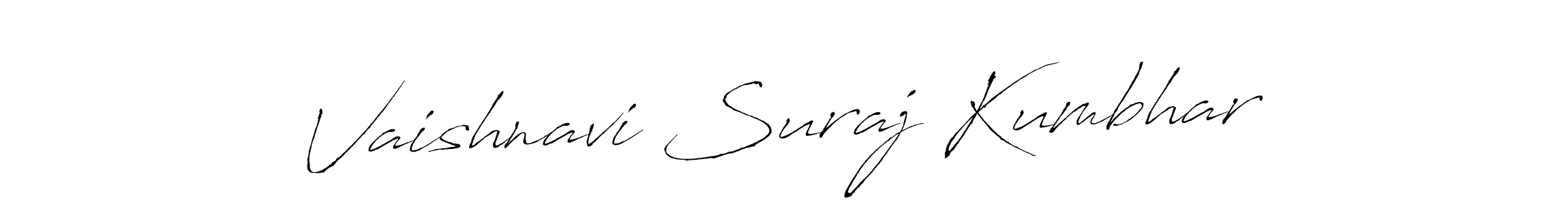 You should practise on your own different ways (Antro_Vectra) to write your name (Vaishnavi Suraj Kumbhar) in signature. don't let someone else do it for you. Vaishnavi Suraj Kumbhar signature style 6 images and pictures png