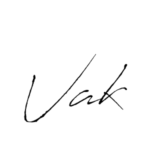 Design your own signature with our free online signature maker. With this signature software, you can create a handwritten (Antro_Vectra) signature for name Vak. Vak signature style 6 images and pictures png