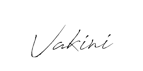 Design your own signature with our free online signature maker. With this signature software, you can create a handwritten (Antro_Vectra) signature for name Vakini. Vakini signature style 6 images and pictures png