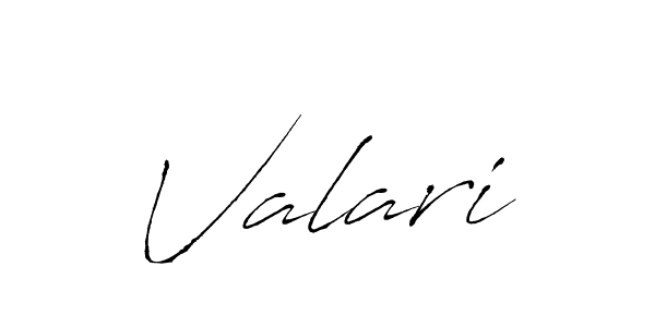 Design your own signature with our free online signature maker. With this signature software, you can create a handwritten (Antro_Vectra) signature for name Valari. Valari signature style 6 images and pictures png