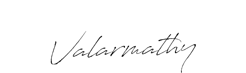 The best way (Antro_Vectra) to make a short signature is to pick only two or three words in your name. The name Valarmathy include a total of six letters. For converting this name. Valarmathy signature style 6 images and pictures png