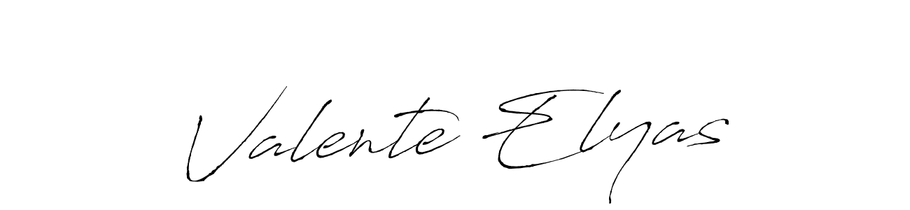 How to make Valente Elyas name signature. Use Antro_Vectra style for creating short signs online. This is the latest handwritten sign. Valente Elyas signature style 6 images and pictures png