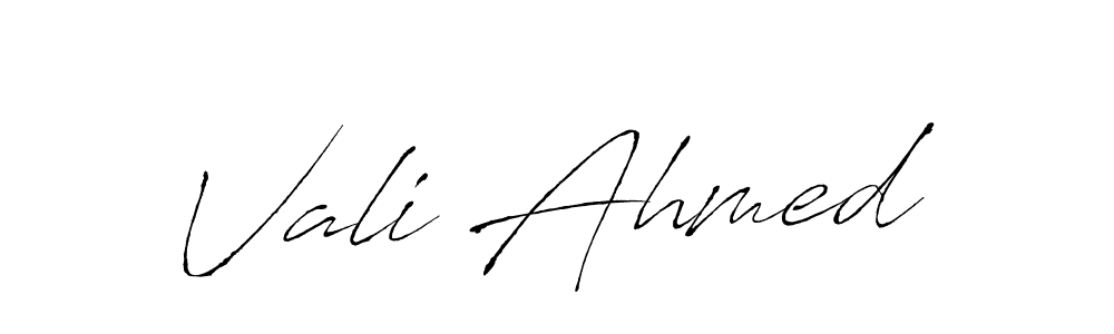 How to make Vali Ahmed name signature. Use Antro_Vectra style for creating short signs online. This is the latest handwritten sign. Vali Ahmed signature style 6 images and pictures png