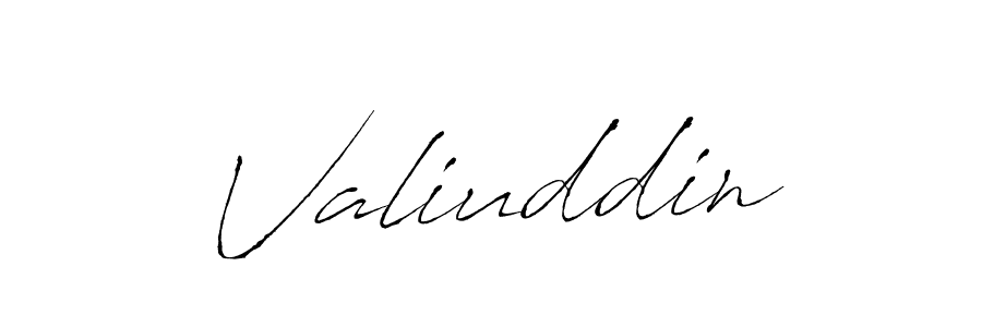 Make a beautiful signature design for name Valiuddin. With this signature (Antro_Vectra) style, you can create a handwritten signature for free. Valiuddin signature style 6 images and pictures png