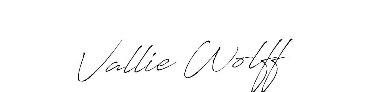 The best way (Antro_Vectra) to make a short signature is to pick only two or three words in your name. The name Vallie Wolff include a total of six letters. For converting this name. Vallie Wolff signature style 6 images and pictures png