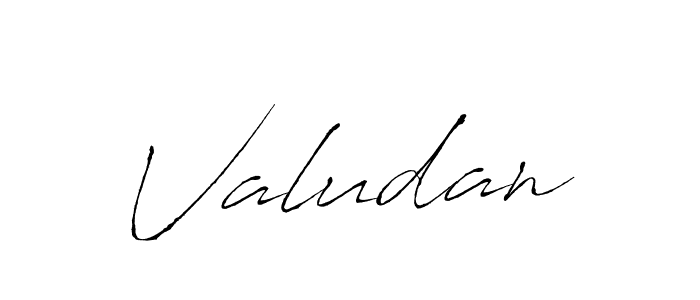 Use a signature maker to create a handwritten signature online. With this signature software, you can design (Antro_Vectra) your own signature for name Valudan. Valudan signature style 6 images and pictures png