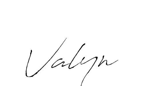 Use a signature maker to create a handwritten signature online. With this signature software, you can design (Antro_Vectra) your own signature for name Valyn. Valyn signature style 6 images and pictures png