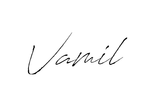 Use a signature maker to create a handwritten signature online. With this signature software, you can design (Antro_Vectra) your own signature for name Vamil. Vamil signature style 6 images and pictures png